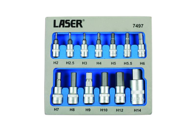 Laser 7497 Security Hex Socket Bit Set 1/4"D, 3/8"D, 1/2"D 13pc von Laser