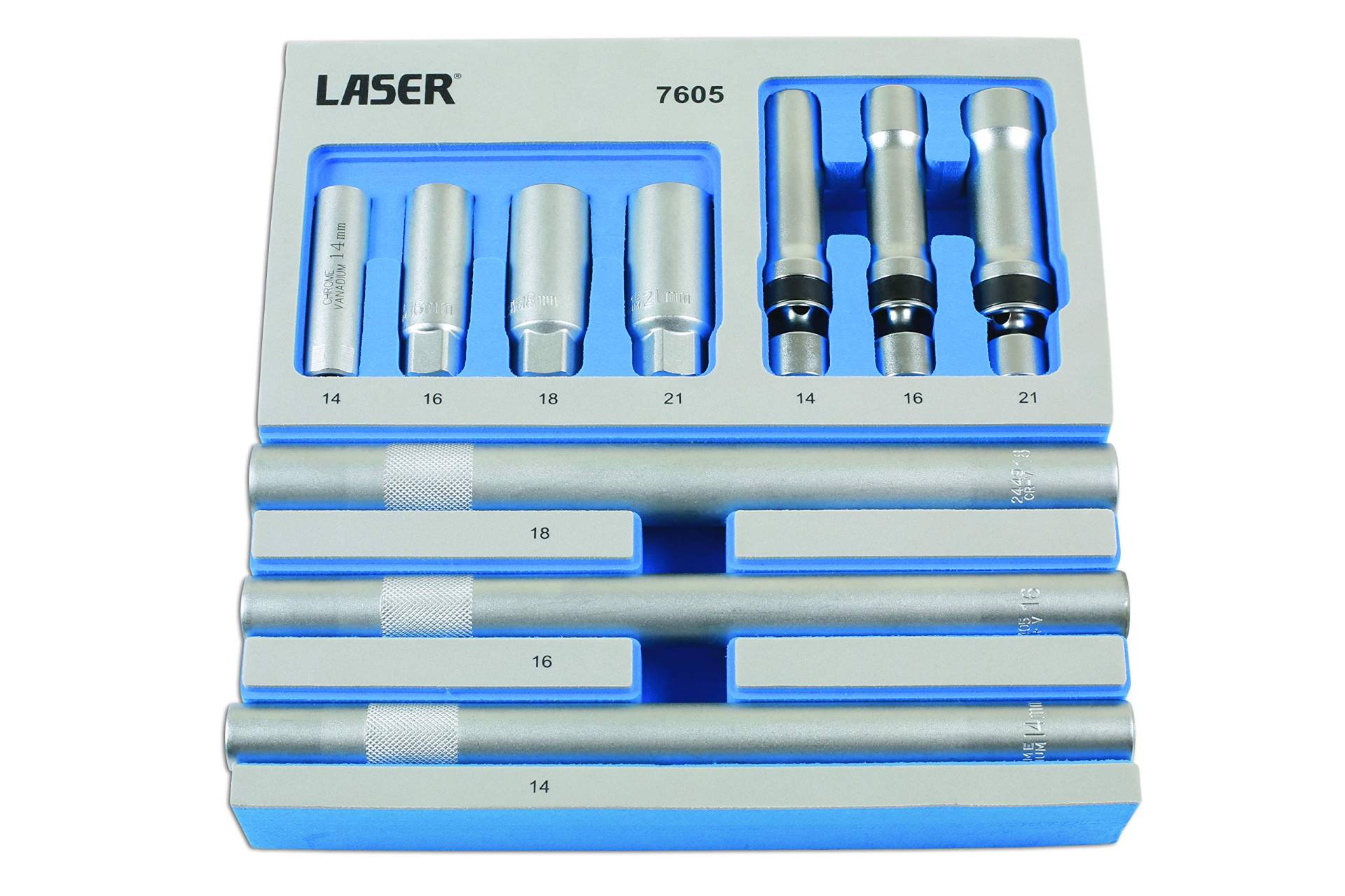 Laser 7605 Spark Plug Socket Set 3/8" D 10pc von Laser