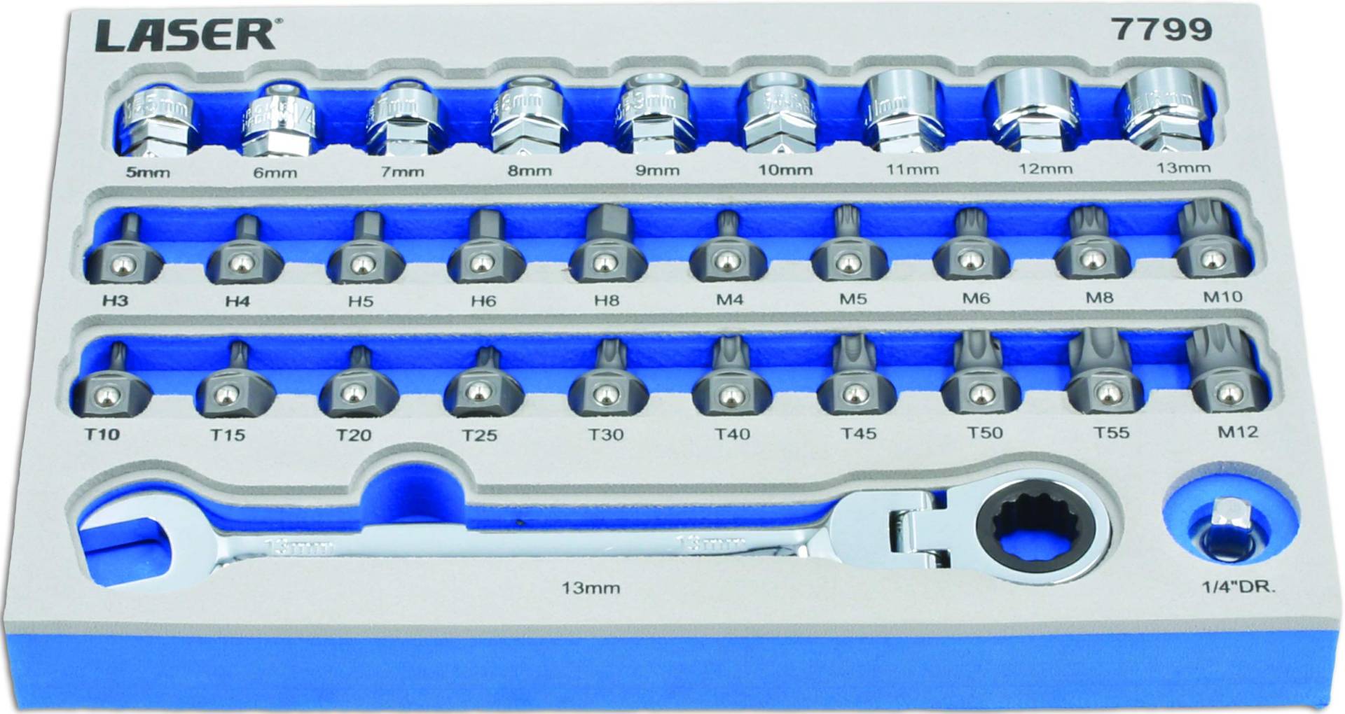 Laser 7799 Low Profile Bit & Alldrive Go Thru Socket Set 31pc von Laser