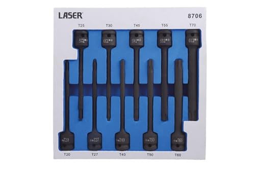 Laser 8706 Extra Long Impact Star Bit Set 1/2" D 10pc von Laser