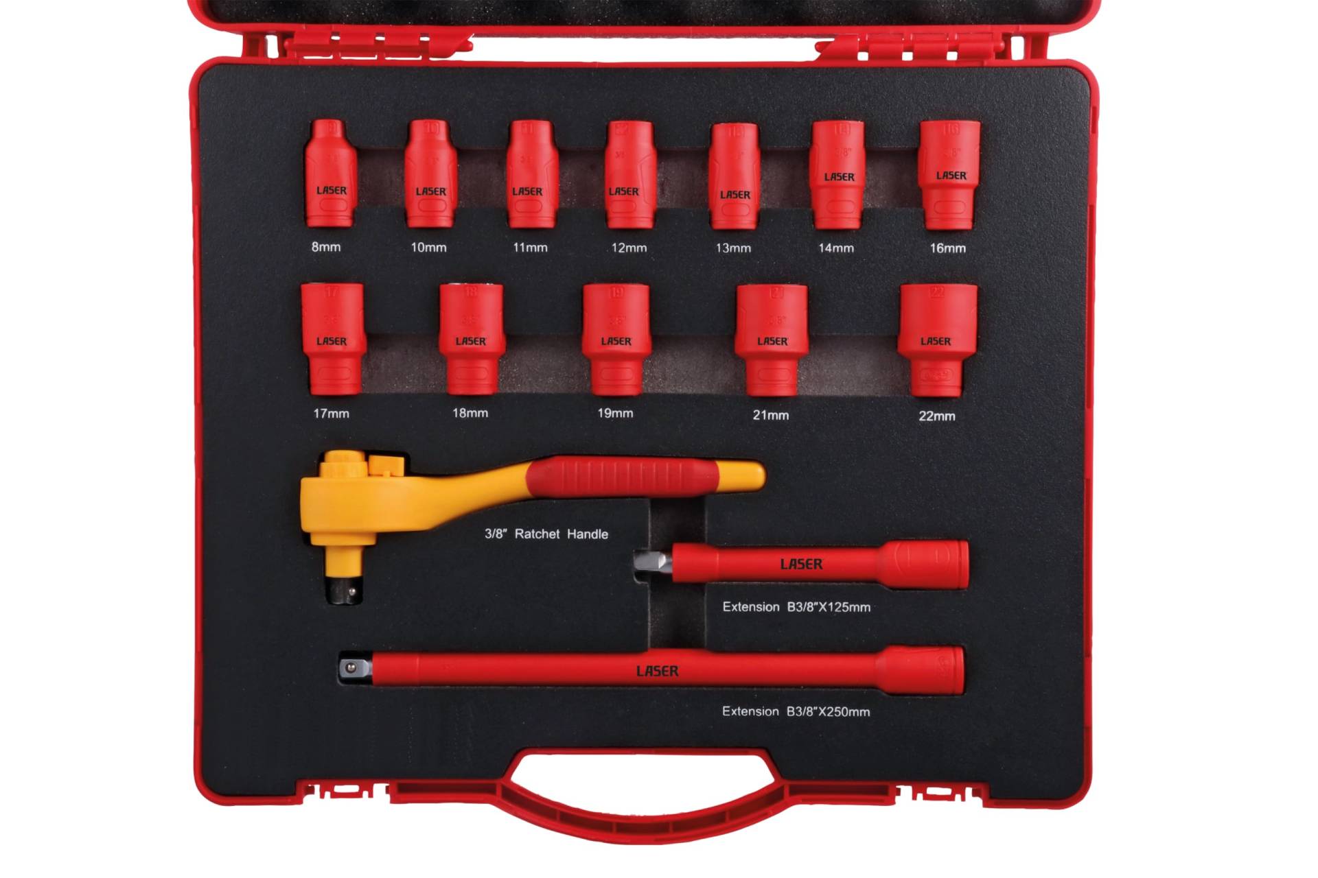 Laser 8891 VDE Insulated Socket Set 3/8" D 15pc von Laser