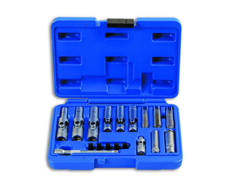 Laser 6424 Specialist Thin Wall Glow Plug Socket Set 1/4" D, 3/8" D 18pc von Laser