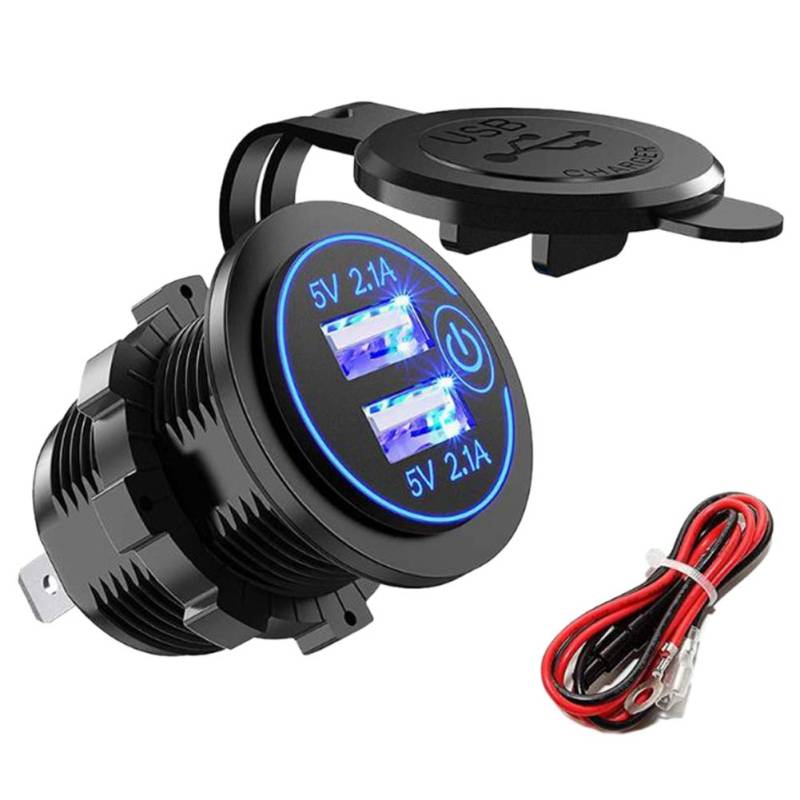 Lbvzxkad Auto Zigarette - Feuerzeug USB Aufladen Dual 5V / 4.2 QC3.0 Schalter wasserdichte Buchse LED B von Lbvzxkad