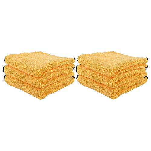 Lbvzxkad MikrofasertüCher, 400 GSM Dual-Pile Super PlüSch Mikrofasertuch, 16 X 16, 6Er Pack (Gelb) von Lbvzxkad