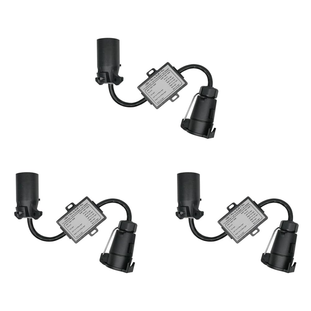 Lckiioy 3X AnhäNger-Licht-Stecker, USA auf EU, 7-Wege-Steckdosen-Stecker-Adapter, Fahrzeug-Linker, AnhäNger-Stecker, AnhäNgerkupplung, AnhäNger-Stecker-Adapter von Lckiioy