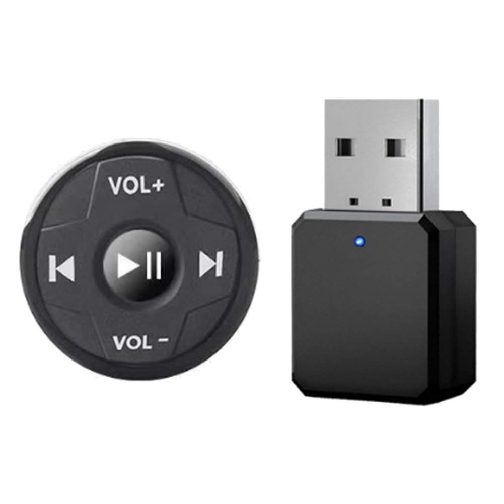 Lckiioy Auto-USB-AUX-Empfänger, Kabellose Bluetooth-Media-Taste, Mehrfunktions-Taste Am Auto-Lenkrad, Auto-Multifunktions-Fernbedienung von Lckiioy