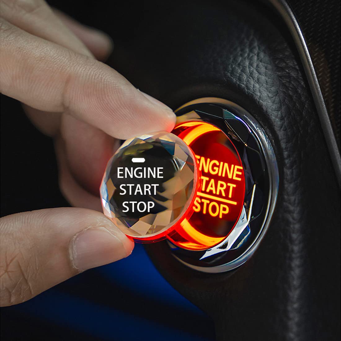 Auto Motor Zündung Start/Stop Knopf Abdeckung,Auto Zündungstaste dekorative Ring Aufkleber,Crystal Start Button Zündung Schutzabdeckung,Auto Interne Schutzschalter Knopfabdeckung(Weiß) von Lcxecnw