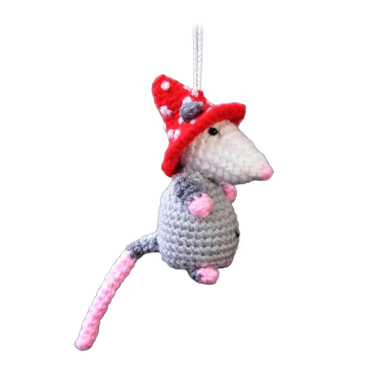 Ldabrye Automobil Innenraum Charm Gestrickte Opossum Dekoration Gehäkelte Opossum Anhänger Dekoration Auto Rückspiegel Hängeornament von Ldabrye