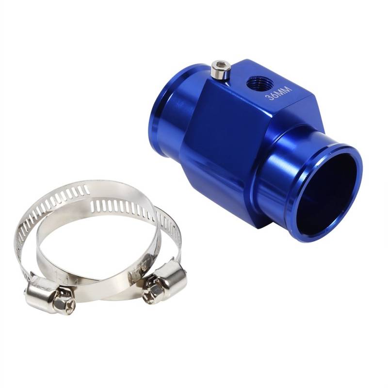 36-mm-Wassertemperatursensor-Adapter für die Inline-Installation von Kühlerschläuchen mit Aluminium-Messgerät und Edelstahlklemmen von Ldafava