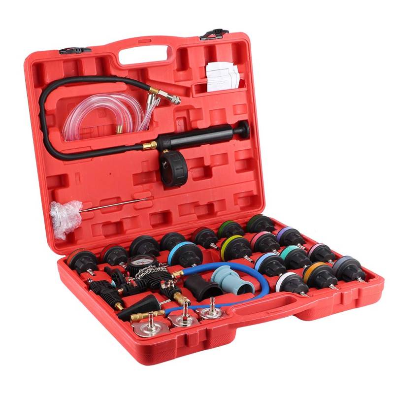 Ldafava Universal Car Water Tank Tester Tester Kühlsystem Detektor Werkzeugkit Hochwertige haltbare praktische präzise Tests für Verschiedene Fahrzeugmodelle 28pcs Gummi -Nylon -Metall von Ldafava
