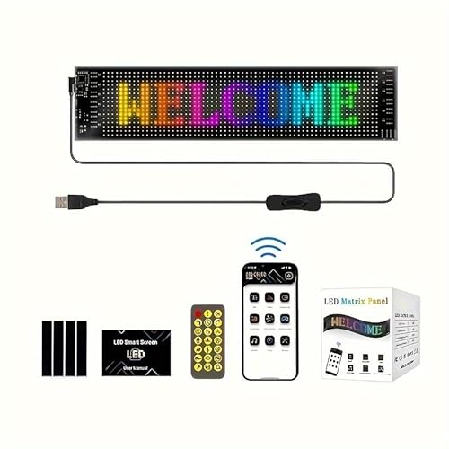 Led Anzeige Programmierbar, 37,4 x 9,2 cm LED-Schild mit Bluetooth-App-Steuerung, Flexibles USB-5-V-LED-Leuchtschild für Auto, Bar, Geschäft, Party-Dekoration von Ldafava