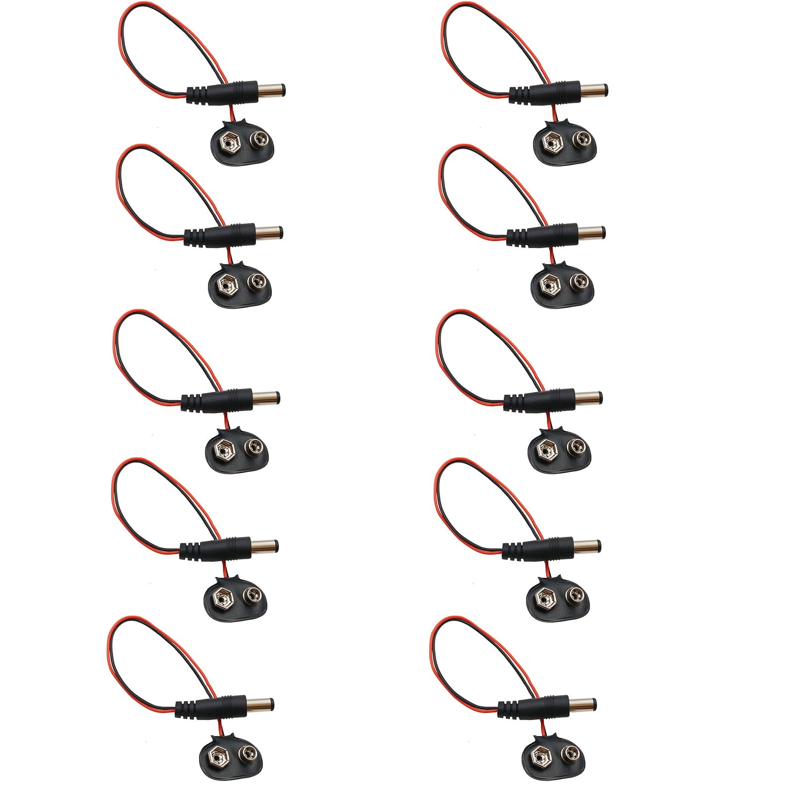 Set mit 10 T-Typ-9-V-Stromkabelsteckern mit Steckern, T-Typ-Batterieanschluss-Set, geeignet für tragbare Geräte von Ldbuejiaja