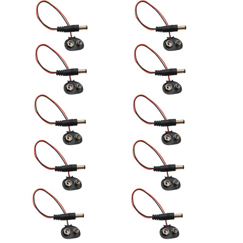 Set mit 10 T-Typ-9-V-Stromkabelsteckern mit Steckern, T-Typ-Batterieanschluss-Set, geeignet für tragbare Geräte von Ldbuejiaja