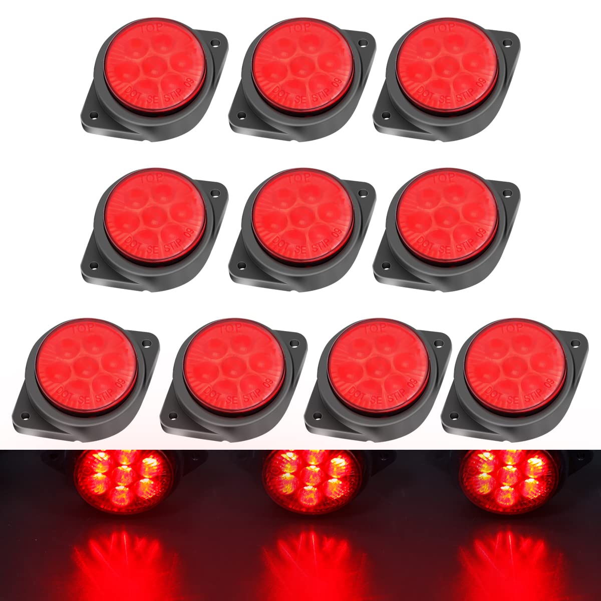 LeKaufen 10 Stück Begrenzungsleuchten Anhänger, LED Positionslicht Pkw Rot 12v 24v, Superhell Ip68 Kontrollleuchte Seitenmarkierungsleuchten Positionsleuchten Für Lkw Lastwagen Wohnmobile Wohnwagen von LeKaufen