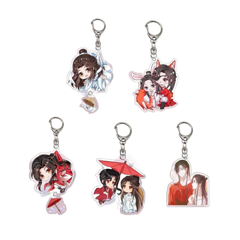 Leadigol Tian Guan Ci Fu Anime süßer Schlüsselanhänger Halter Xie Lian Hua Cheng Collection Schlüsselanhänger Cartoon Figuren Acryl Anhänger Schlüsselanhänger Taschenanhänger, 5 Stück, Mehrfarbig, von Leadigol