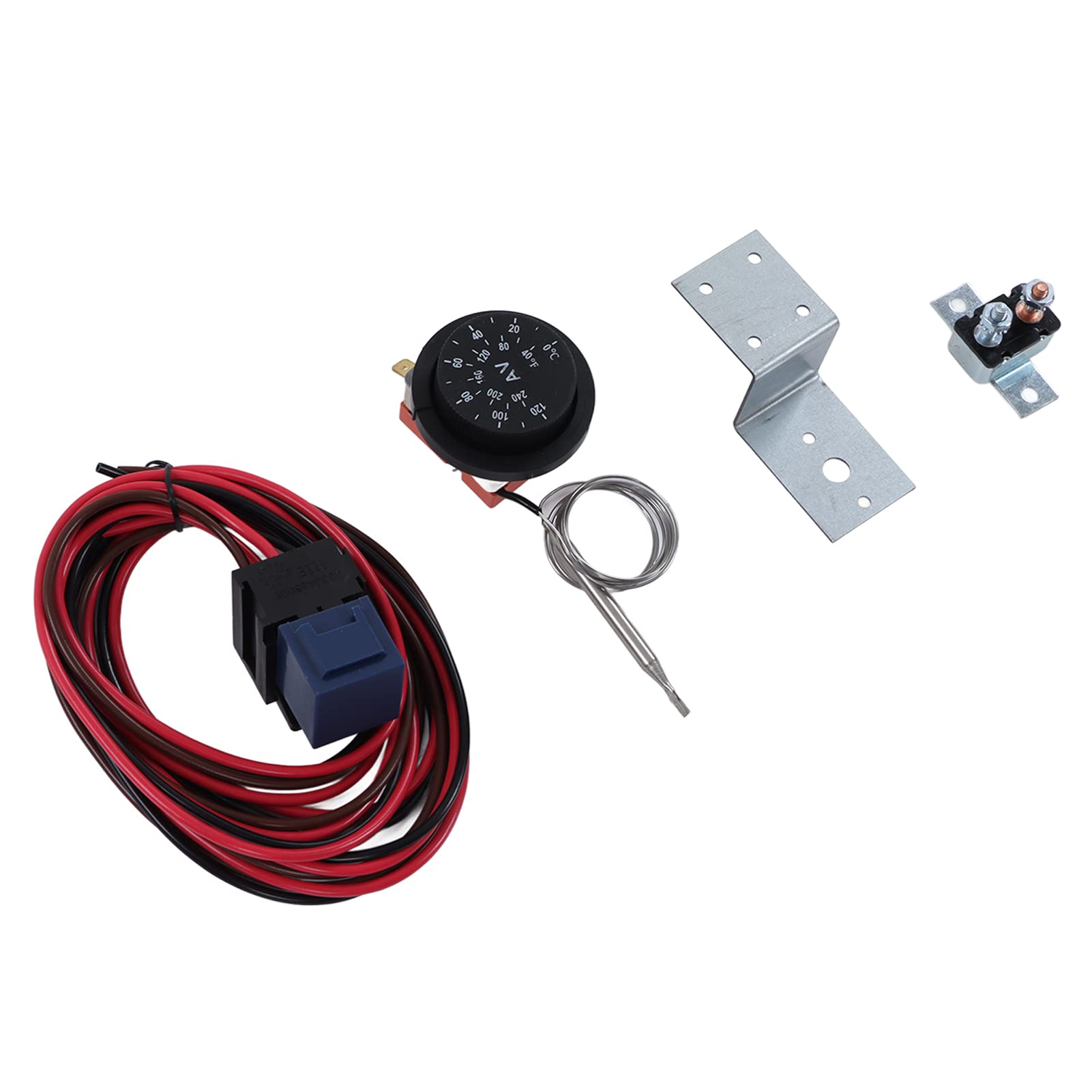 Leapiture 21 Stück 12V Einstellbarer Kühlerlüfter Thermostat Set Auto Steuerrelais Kabelsatz Auto Einstellbarer Lüfter Thermostat Set Auto Lüfter Thermostat für Auto, LKW von Leapiture