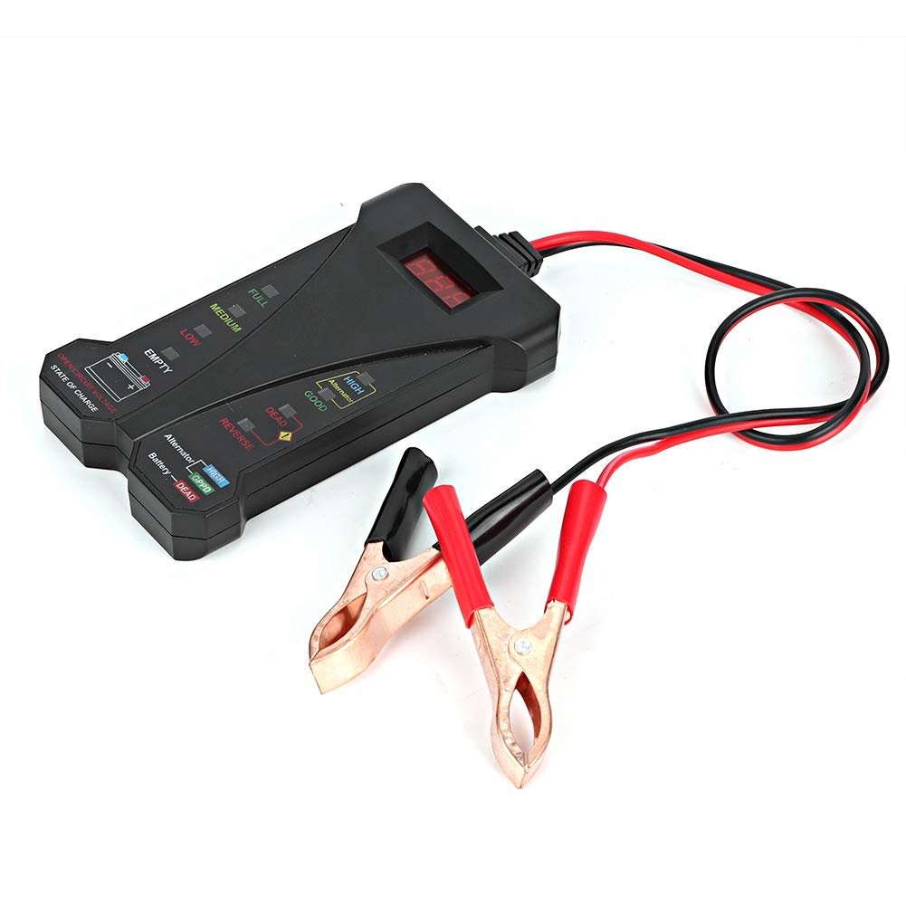 Leapiture Autobatterie-Detektor, Digitale Anzeige, 12 V, LED-Batterietester, Analysator, Diagnosegerät, klare LED-Anzeige für LKW, Marine, Motorrad von Leapiture