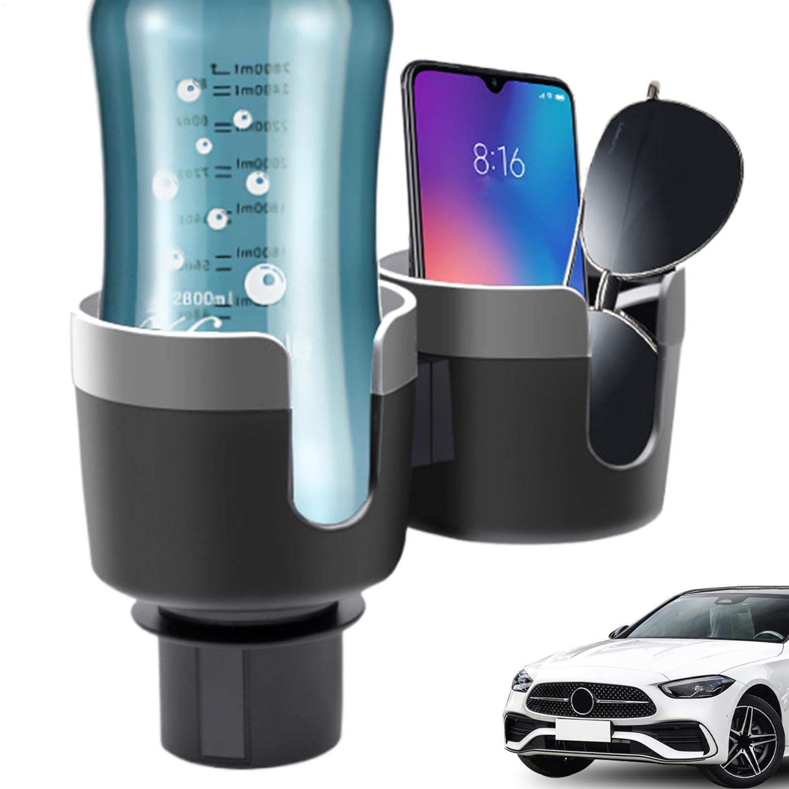 LearnLyrics Getränkehalter für Auto, verstellbar, Verlängerung für Getränkehalter im Auto, 2-in-1-Adapter, Wasserflaschenhalter mit ausziehbarer Basis von LearnLyrics