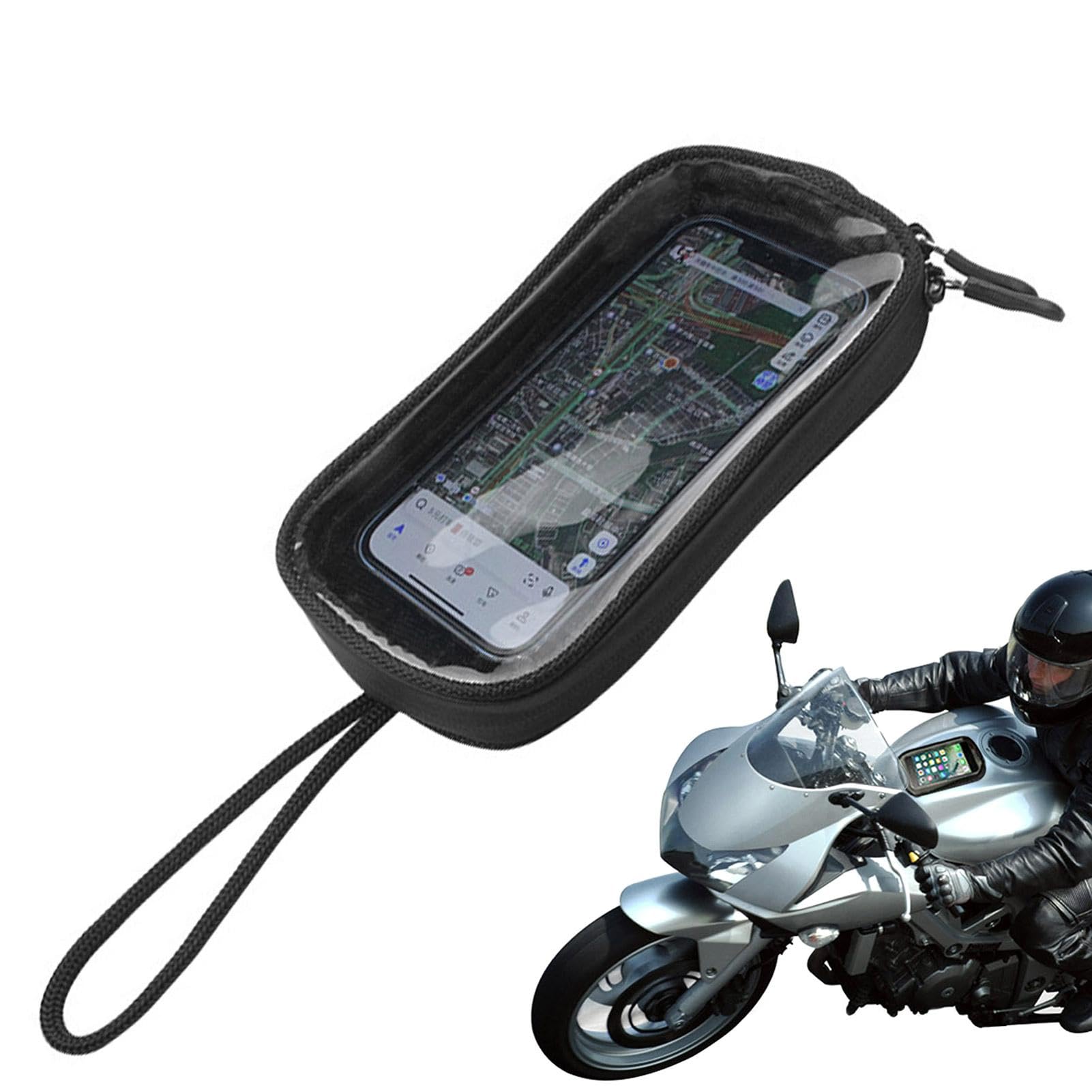 LearnLyrics Motorrad-Tanktasche – Motorrad-Front-Tanktasche, Motorrad-Handyhalterung, Motorrad-Front-Tanktasche, magnetische Motorrad-Telefontasche mit Kopfhöreranschluss für Handy von LearnLyrics