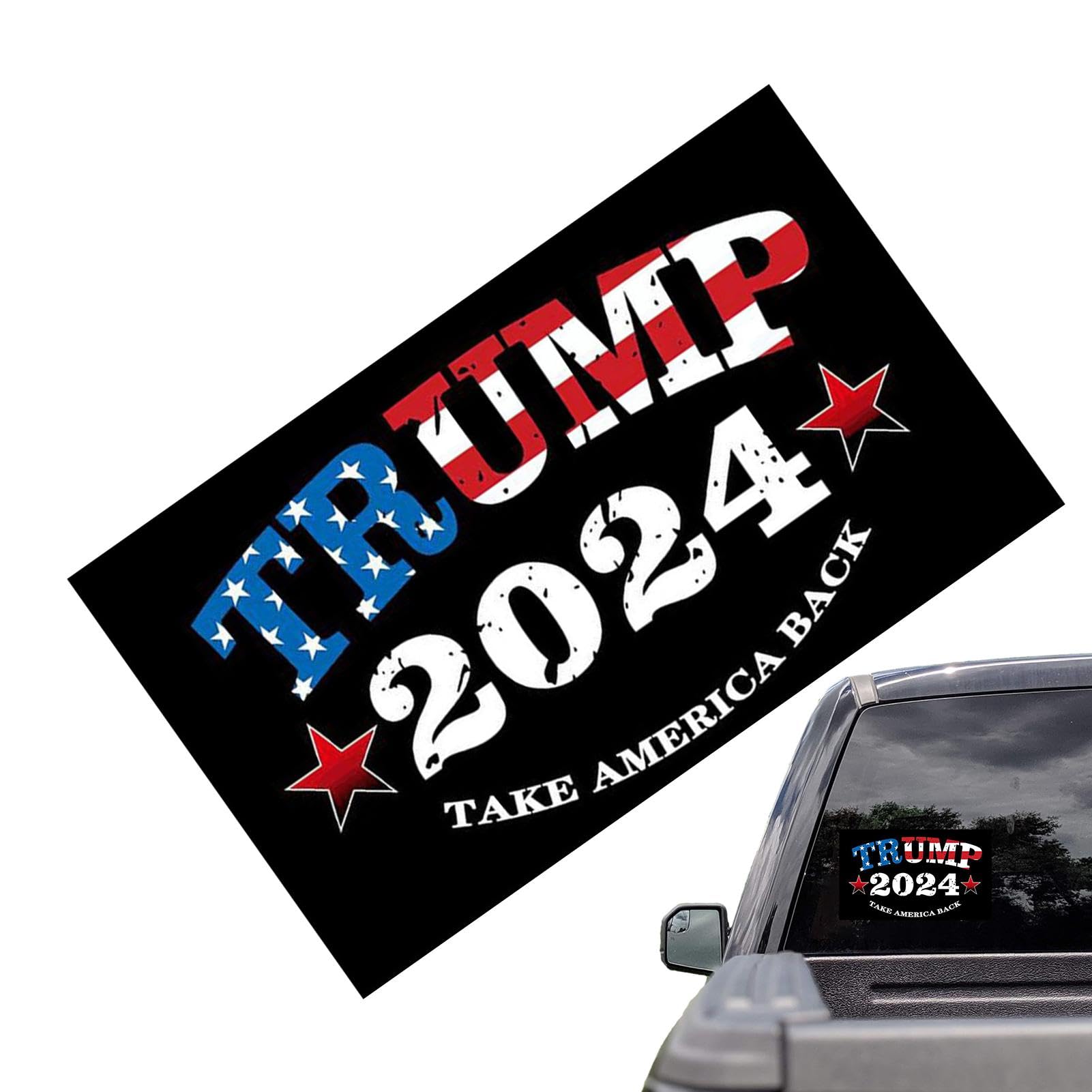 Trump Autoaufkleber 2024,Trump 2024 Autoaufkleber,Autoaufkleber mit Trump-Buchstaben - Aufkleber „Take America Back“, antihaftbeschichtet, langlebiger Stoßstangen- und Fensteraufkleber für LKWs, Lapto von LearnLyrics