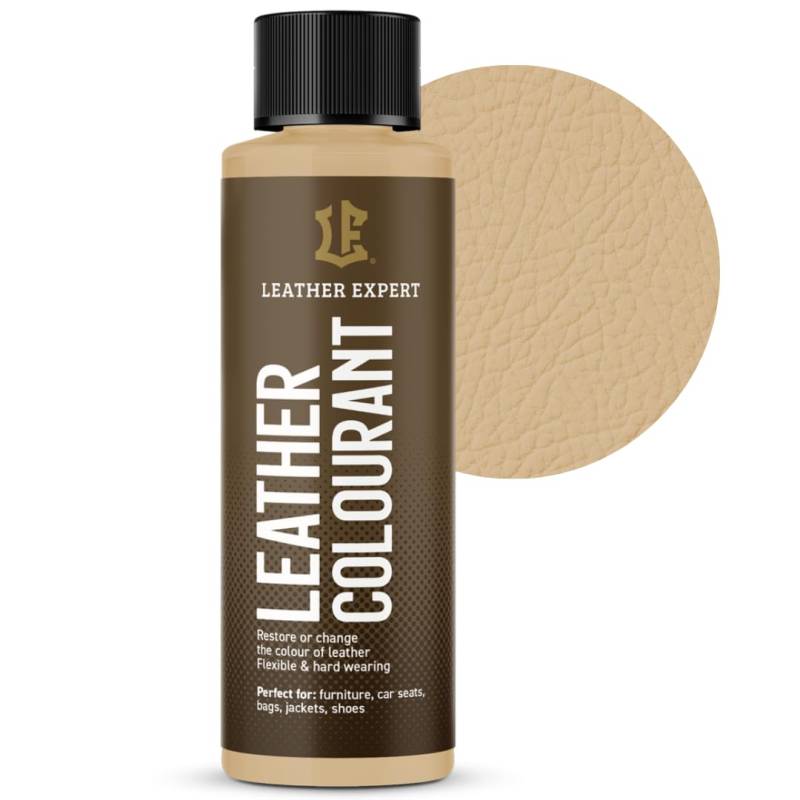 Sehr Deckend Wasser Lederfarbe Beige - 50 ml Leather Paint für Natur und ÖkoLeder - Leather Dye Ohne Alkohol für alle Lederaccessoires - Reißt oder Blättert Nicht ab von Leather Expert