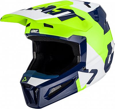 Leatt 2.5 Lime S23, Motocrosshelm - Neon-Grün/Dunkelblau/Weiß - M von Leatt