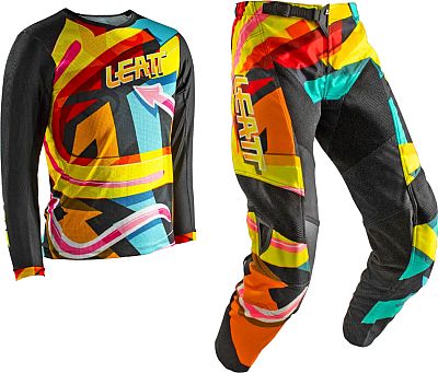 Leatt 3.5 Carnival, Set Trikot/Textilhose Kinder - Gelb/Türkis/Schwarz/Rot/Orange - XXS von Leatt