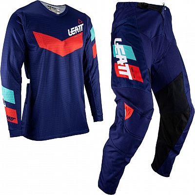 Leatt 3.5 S23, Set Textilhose/Trikot - Dunkelblau/Rot/Türkis - S von Leatt