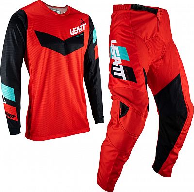 Leatt 3.5 S23, Set Textilhose/Trikot - Rot/Schwarz/Türkis - S von Leatt