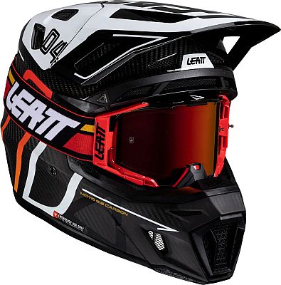 Leatt 9.5 Carbon-White, Motocrosshelm - Schwarz/Weiß/Rot - L von Leatt