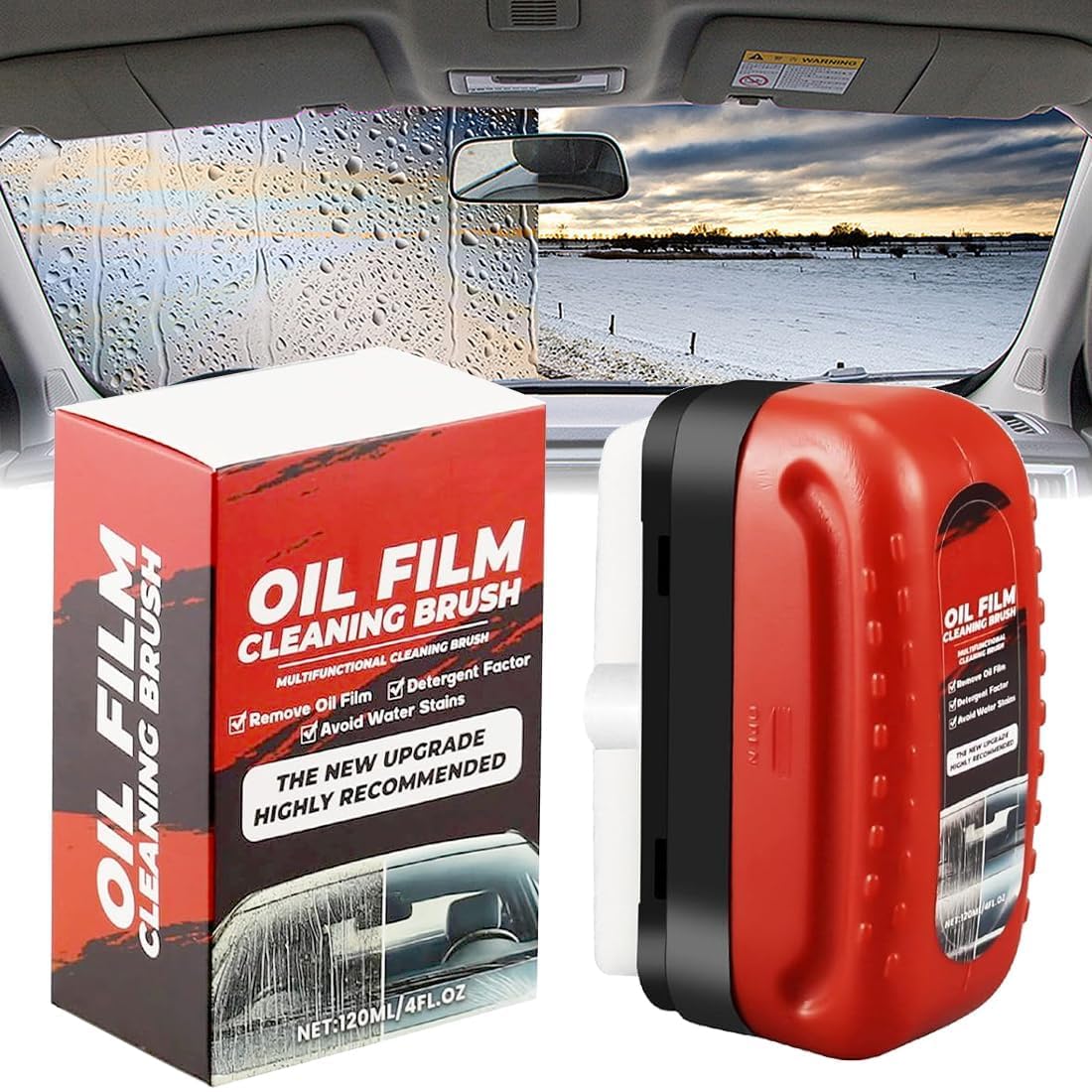 Ölabweisende Folie für Autoscheiben, Automotive Oil Film Cleaning Brush, Multifunktionale Kfz-Ölfilm-Reinigungsbürste, Glass Cleaning Board, Glas-Ölfilm-Entferner,Auto-Windschutzscheibenreiniger,120ml von Lebenistgut