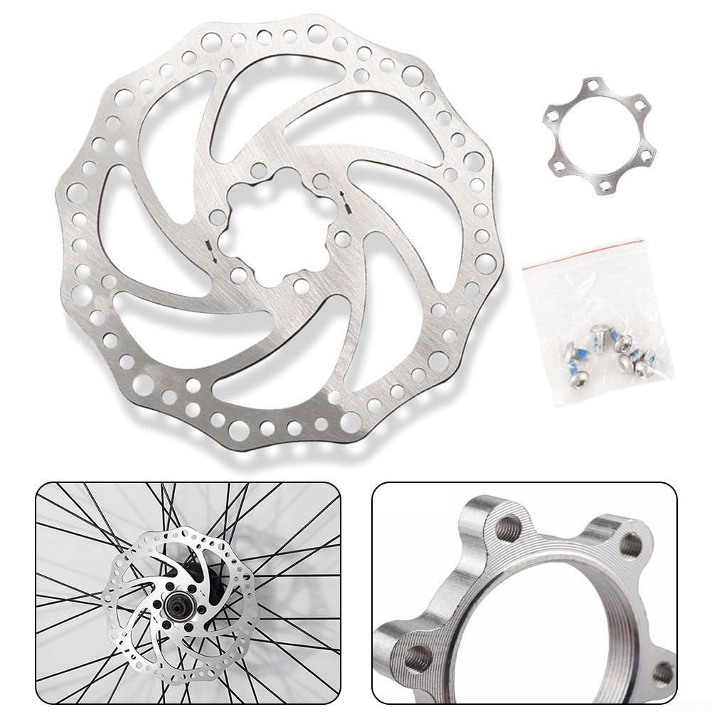 Hochleistungs-Scheibenbremse, 160 mm, mit 6-Bolzenadapter, für Mountainbikes und Rennräder (mit Schraube) von Lecreatekit