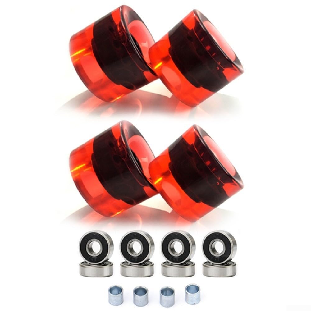 Skateboard-Longboard-Räder, 4 Stück, 78 A, Skateboard-Räder, ABEC-9-Lager-Abstandshalter, Skateboard-Set für Skateboard-Rad (Rot B) von Lecreatekit