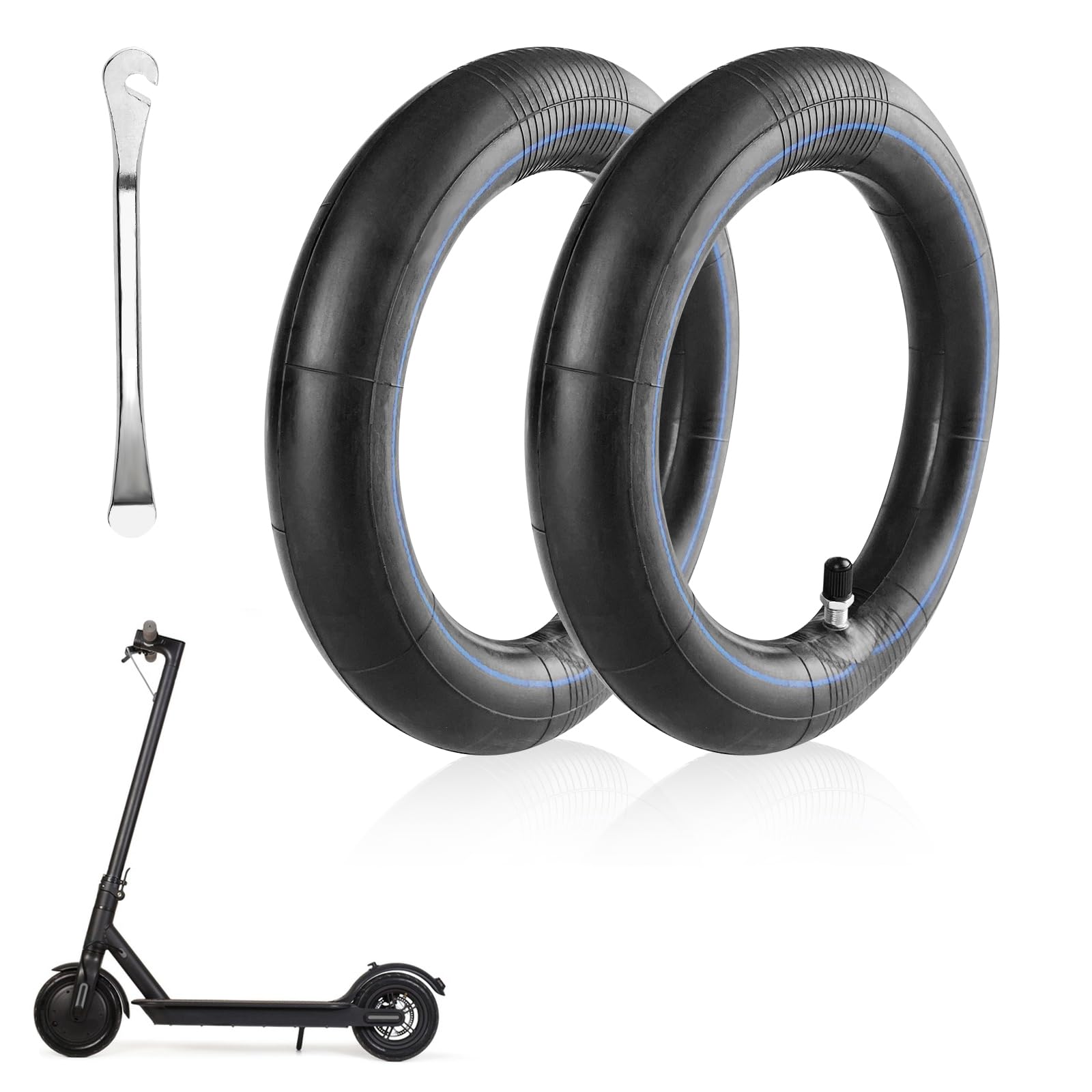 Lectorias 2 Stück Scooter Reifen 8.5 Zoll, Elektroroller Durable Anti-Slip Tyre Schwarz, Innen Reifen Verdickt Schlauch mit Metallspudger, Roller Vorder Hinterreifen Ersatzräder Gummireifen für M365 von Lectorias