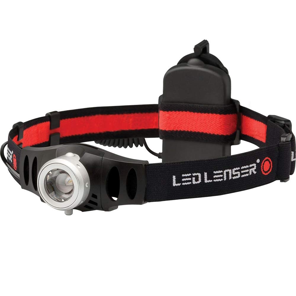 Ledlenser H6 Stirnlampe LED, fokussierbar, schwenkbar, 200 Lumen, stufenlos dimmbar, Leuchtweite 120 m, 3xAAA batteriebetrieben, inkl. Batterien, Headlamp, Kopflampe, Schwarz/Rot von Ledlenser