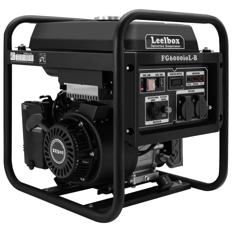 Leelbox Inverter Stromgenerator,22500Wh/5500W Benzin 4 Takt mit zwei 230V Steckdosen Notstromaggregat Benzin leise, Stromerzeuger hausversorgung für Garten, Outdoor, Camping,Reise Garage Wohnwagen von Leelbox