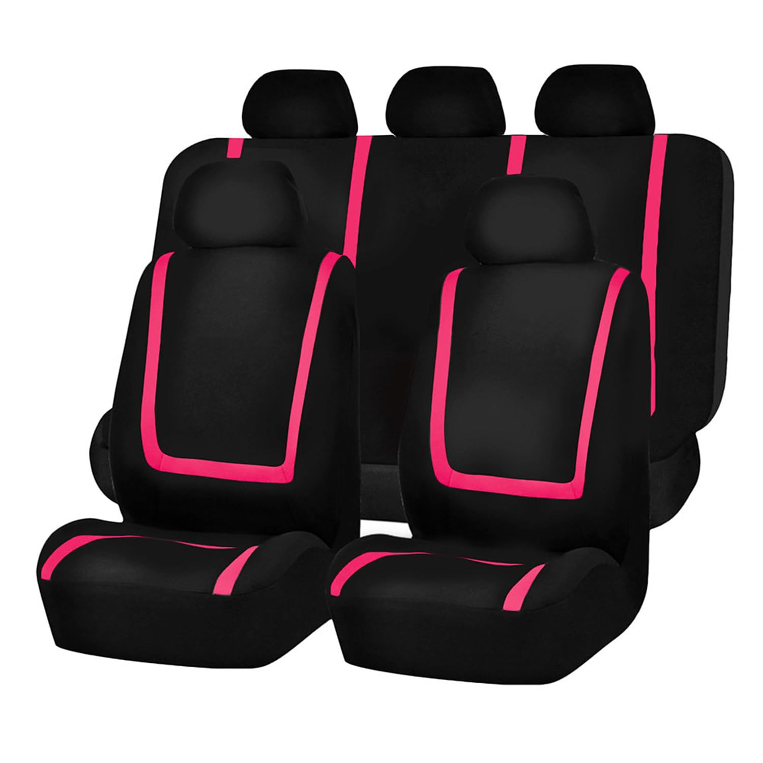 LeiBaOF 9-teiliges Allwetter-Sitzbezug-Set,rutschfest,wasserdicht,atmungsaktiv,Sitzkissenschutz für Skoda Kamiq 2019 2020 2021 2022 2023,E-black pink von LeiBaOF