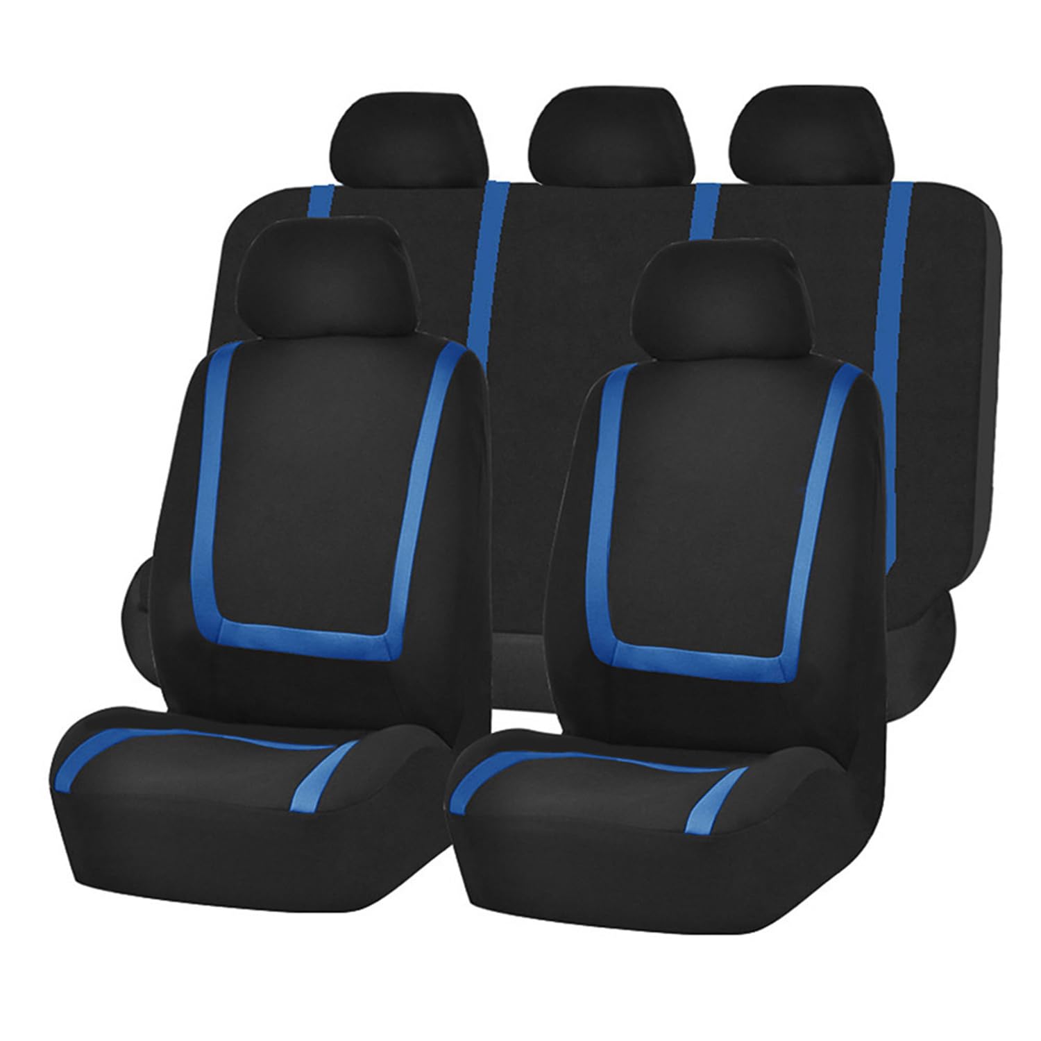 LeiBaOF 9-teiliges Allwetter-Sitzbezug-Set,rutschfest,wasserdicht,atmungsaktiv,Sitzkissenschutz für Tesla Model Y Model 3 2017-2023,D-black blue von LeiBaOF