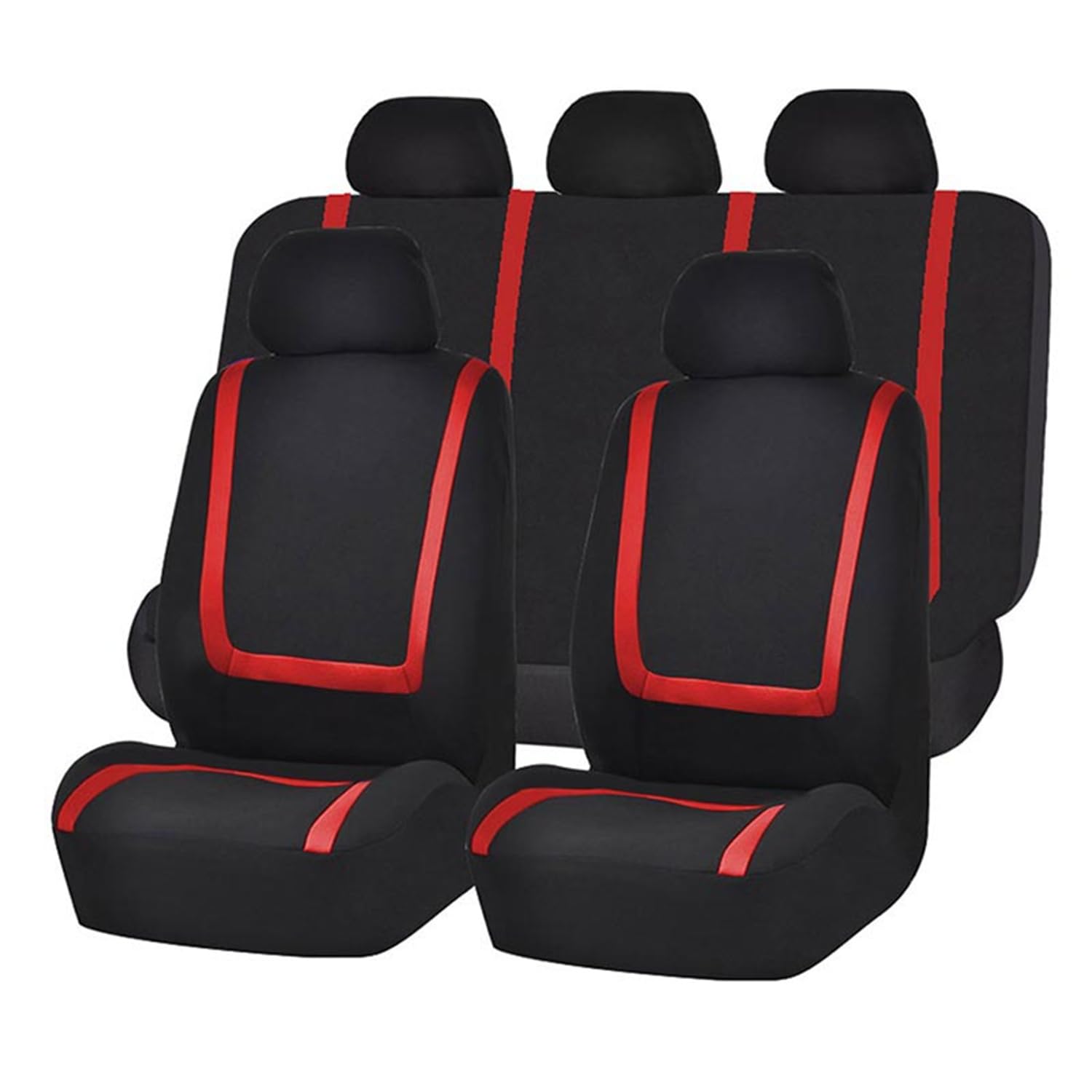 LeiBaOF 9-teiliges Allwetter-Sitzbezug-Set,rutschfest,wasserdicht,atmungsaktiv,Sitzkissenschutz für VW T-Cross T-Roc T-Roc Sport Caravelle Sharan,B-black red von LeiBaOF