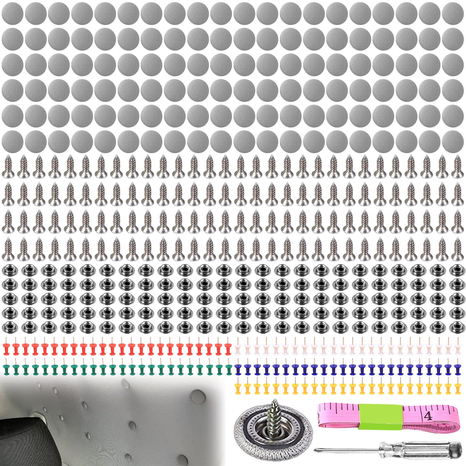 120 Stück Dachhimmel Reparatur Set, KFZ Reparatur Nieten, Auto Dachhimmel Repair Knopf, Auto Dach Nieten mit 120 Stecknadeln 1 Schraubendreher 1 Maßband, Autohimmel Reparieren für Alle Autos von Leikurvo