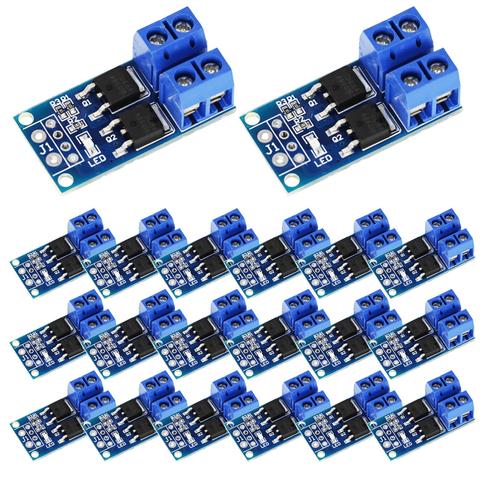 20 Stück MOSFET Treibermodul, 5V-36V 15A (max. 30A) 400W Arduino MOSFET Modul, Triggerschalter Antriebsmodul Dual-Hochleistungs Switching Driver PWM Regler Schalttafel Treibermodul für Arduino von Leikurvo