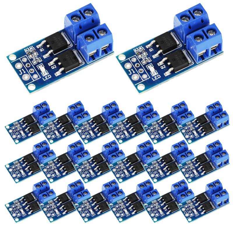 20 Stück Mosfet Treibermodul: DC 5V-36V 15 A (max. 30 A) 400 W Dual-Hochleistungs Switching Driver Modul, PWM Regler Schalttafel Treibermodul, Mosfet Modul Elektronische Schaltersteuerplatine von Leikurvo