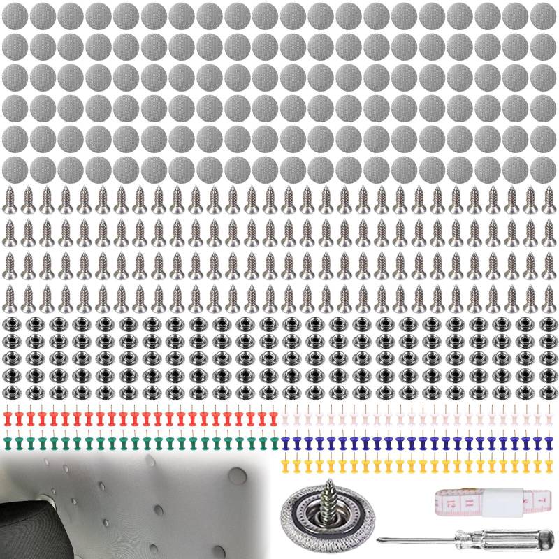 120 Stück Dachhimmel Reparatur Set, KFZ Reparatur Nieten, Auto Dachhimmel Repair Knopf, Auto Dach Nieten mit 1 Schraubendreher 1 Maßband 1 Kunststoffbox, Autohimmel Reparieren für Alle Autos von Leikurvo