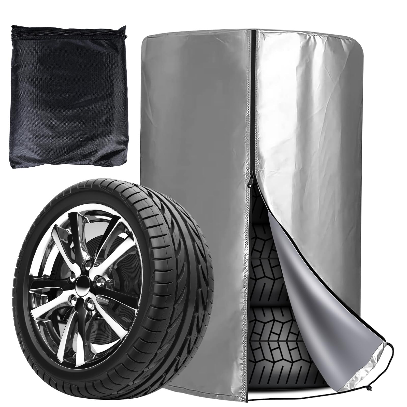 Leikurvo Universale Reifenabdeckung, 80 * 120 cm Auto Reifenabdeckung für 4 Reifen, wasserdichte Staubdicht Reifenschutzhülle, Universale Reifentaschen mit Reißverschluss von Leikurvo