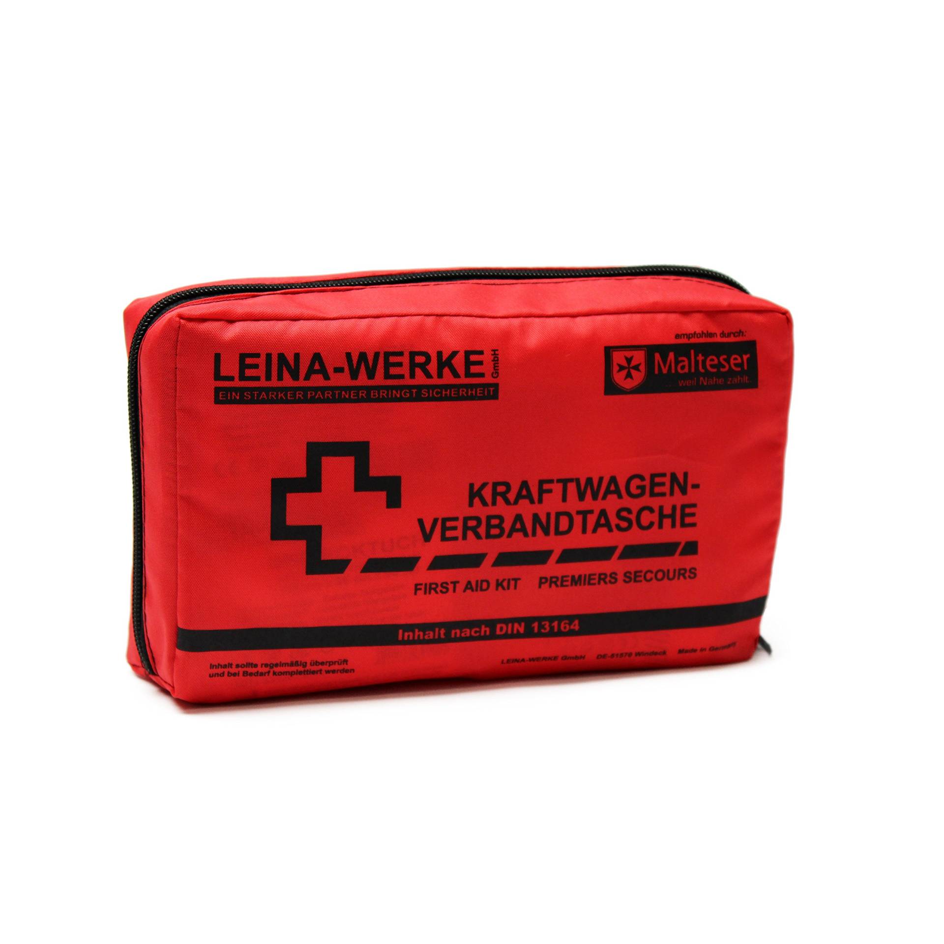 Leina-Werke 11004 KFZ-Verbandtasche Compact mit Klett, Rot/Schwarz von LEINA-WERKE