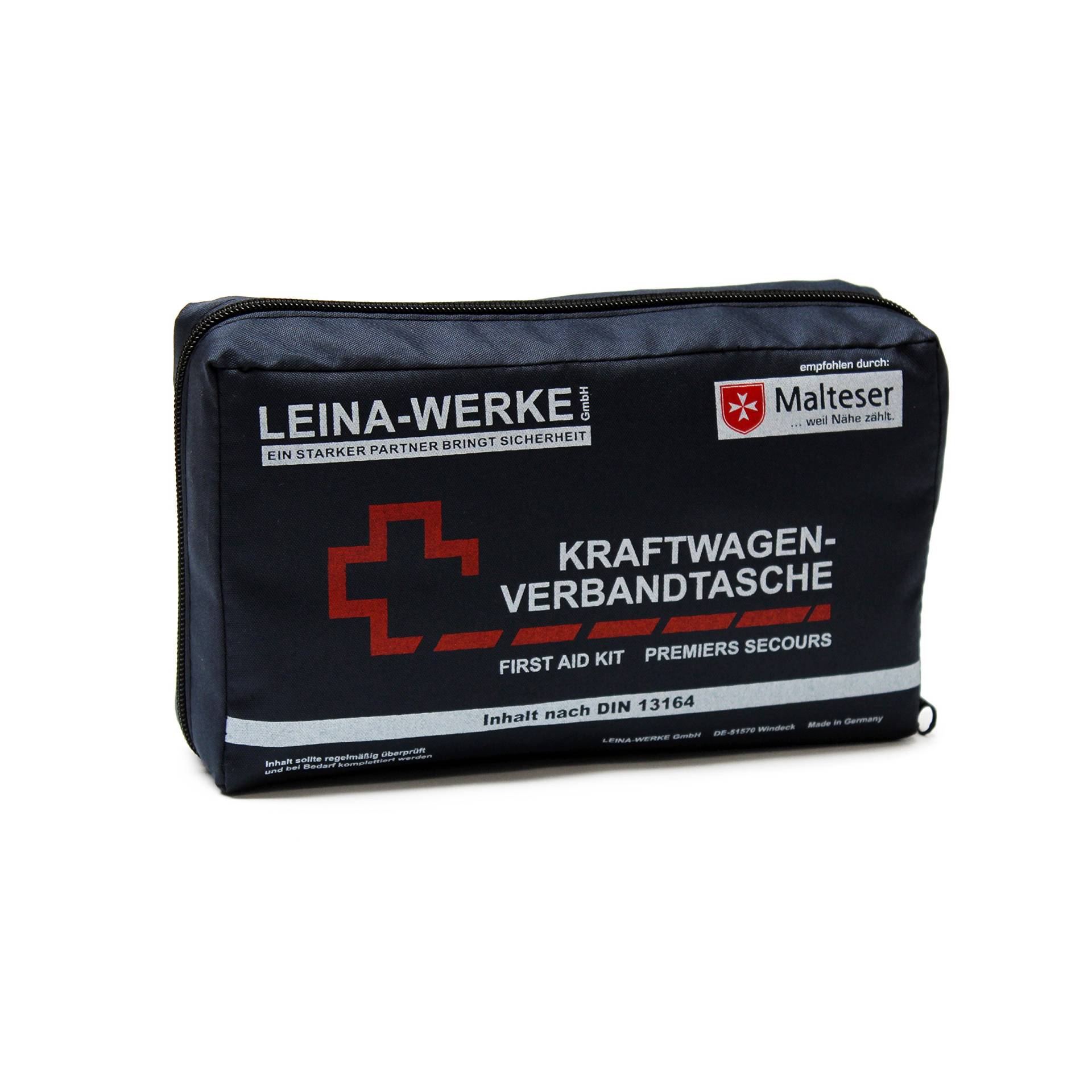 Leina-Werke 11045 KFZ-Verbandtasche Compact Ecoline mit Klett, Blau/Weiß/Rot von LEINA-WERKE