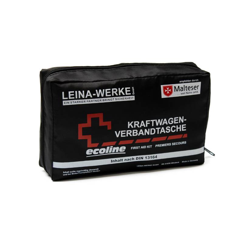 Leina-Werke 11046 KFZ-Verbandtasche Compact Ecoline mit Klett, Schwarz/Weiß/Rot von LEINA-WERKE