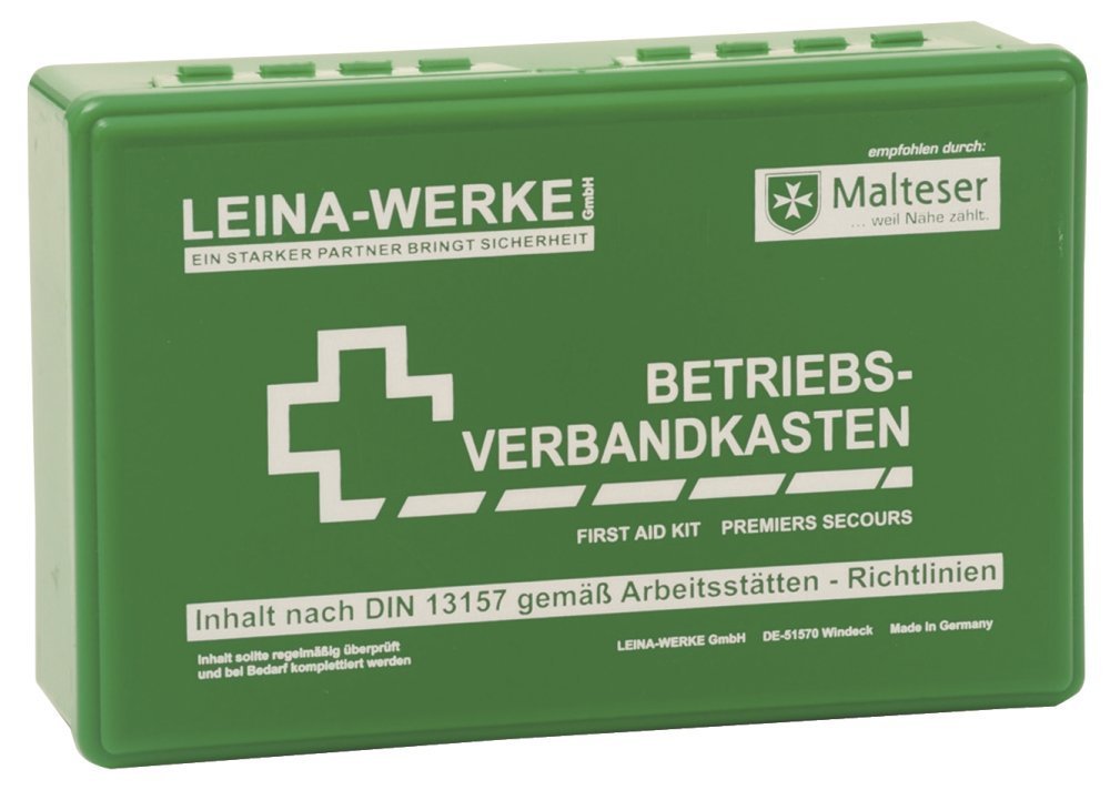 LEINA-WERKE 20001 Betriebsverbandkasten Klein DIN 13157, mit Wandhalterung, Grün, 10 Stück von LEINA-WERKE