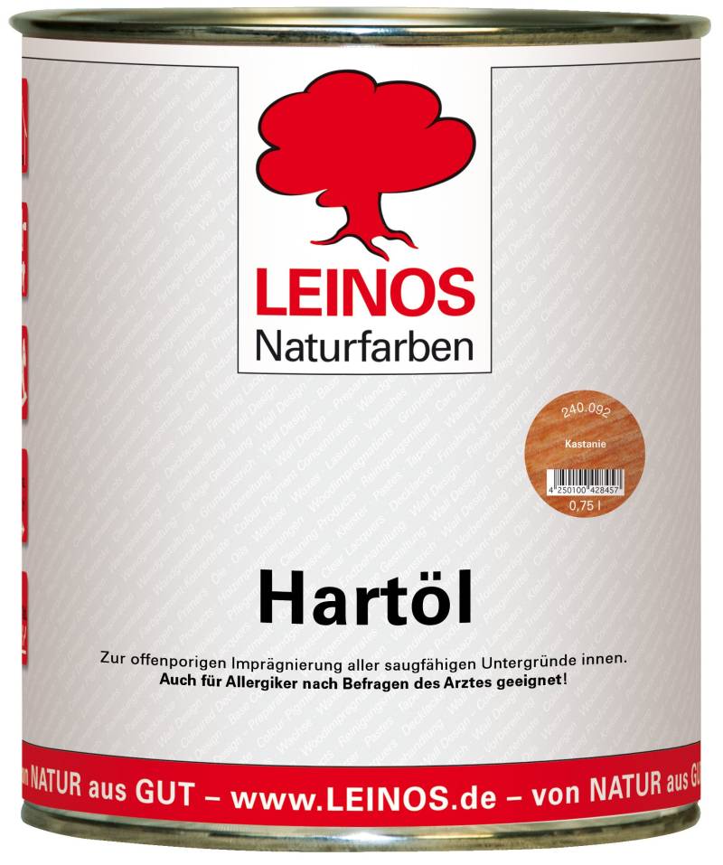 LEINOS Holzöl 750 ml | Hartöl Kastanie für Tische Möbel Arbeitsplatten | Teak Eiche Möbelöl für effektive Versiegelung und langanhaltenden Schutz im Innenbereich von Leinos Naturfarben