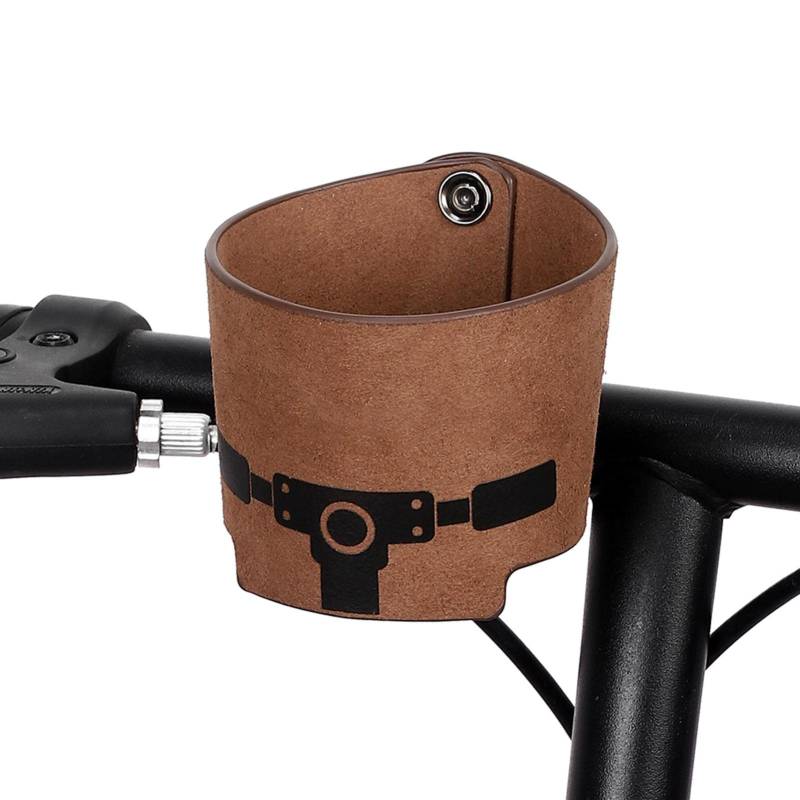 Fahrrad Getränkehalter, Lenker Flaschenhalter aus Leder, Kaffeebecherhalter für Lenker, Verstellbarer Getränkehalter für Fahrrad, Wasserflaschenhalter für Fahrräder, Radfahren Wasserflaschenhalter von Leling